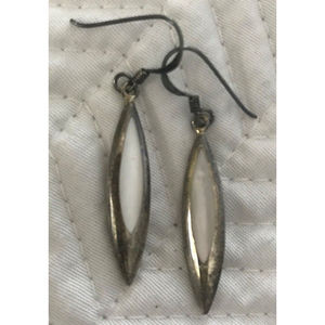Vintage Inlaid Mother of Pearl Dangle Earrings -Marked 925